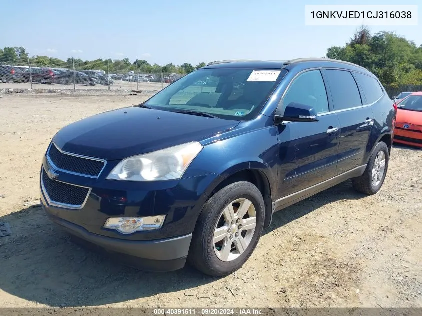 2012 Chevrolet Traverse 2Lt VIN: 1GNKVJED1CJ316038 Lot: 40391511