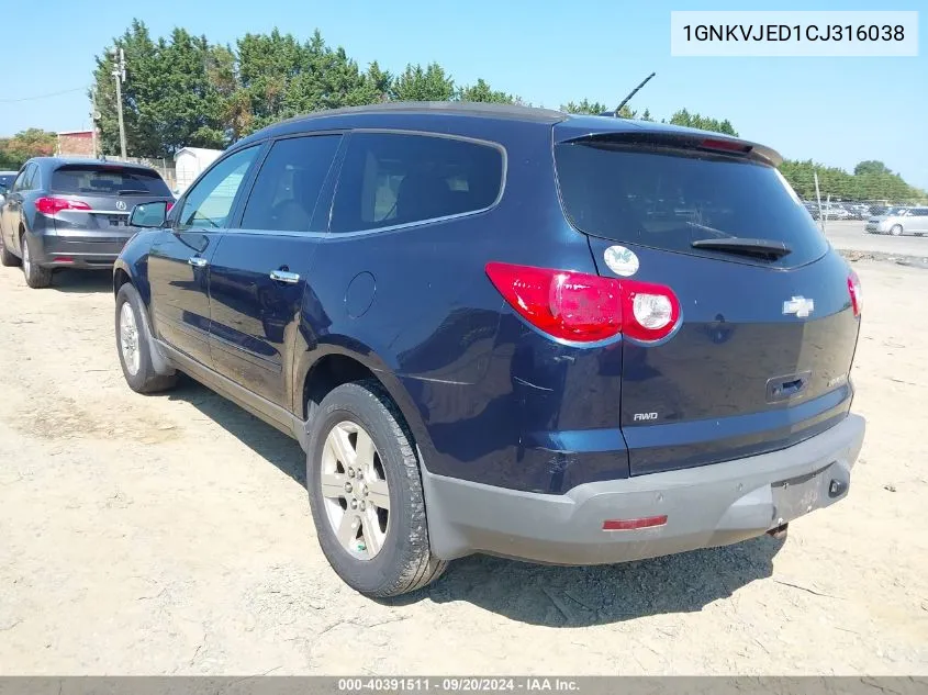 2012 Chevrolet Traverse 2Lt VIN: 1GNKVJED1CJ316038 Lot: 40391511