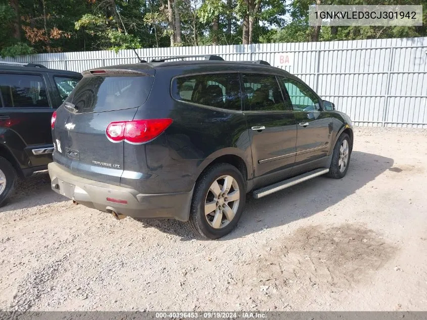 2012 Chevrolet Traverse Ltz VIN: 1GNKVLED3CJ301942 Lot: 40396453