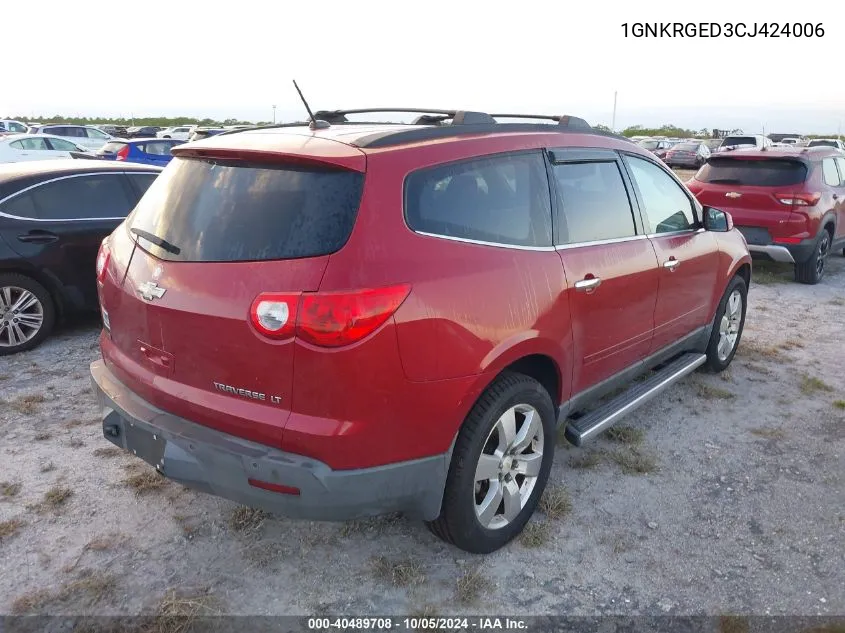 1GNKRGED3CJ424006 2012 Chevrolet Traverse Lt