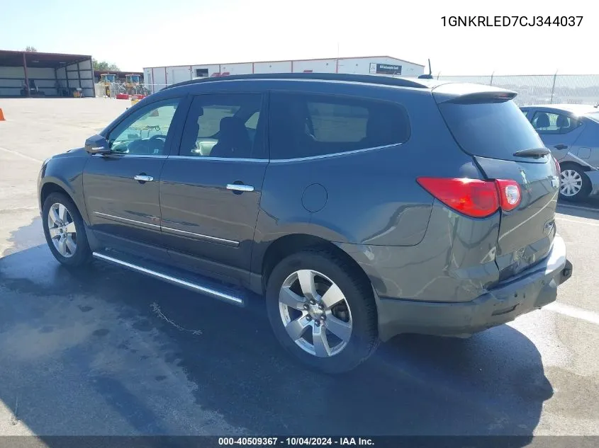 2012 Chevrolet Traverse Ltz VIN: 1GNKRLED7CJ344037 Lot: 40509367