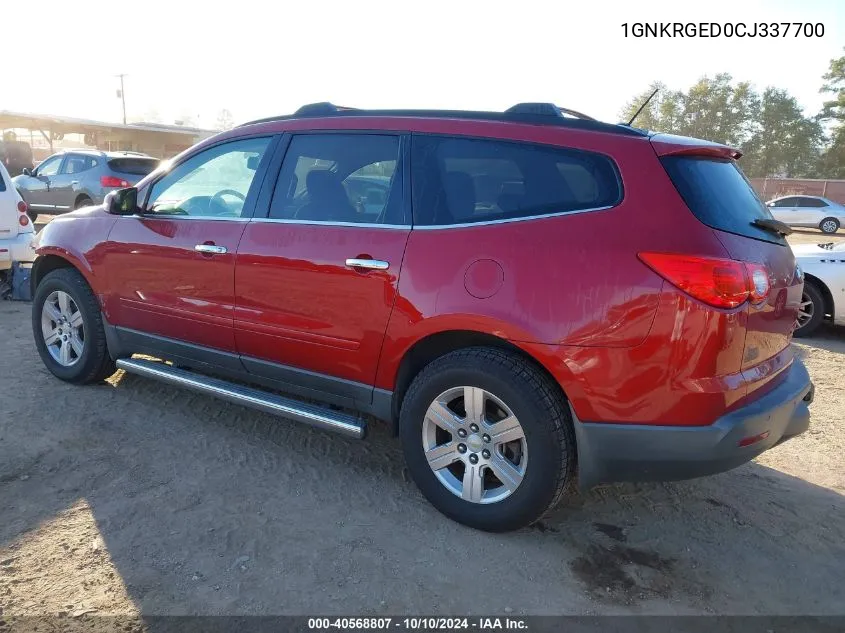 1GNKRGED0CJ337700 2012 Chevrolet Traverse 1Lt