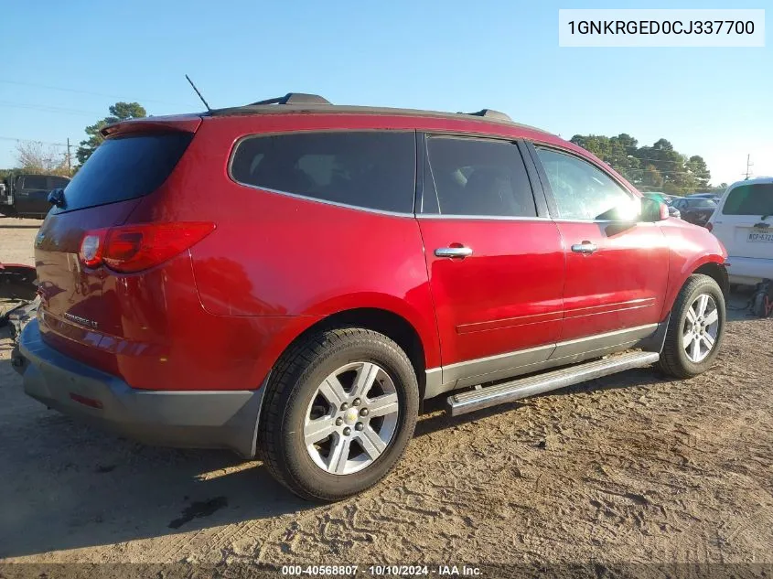 2012 Chevrolet Traverse 1Lt VIN: 1GNKRGED0CJ337700 Lot: 40568807