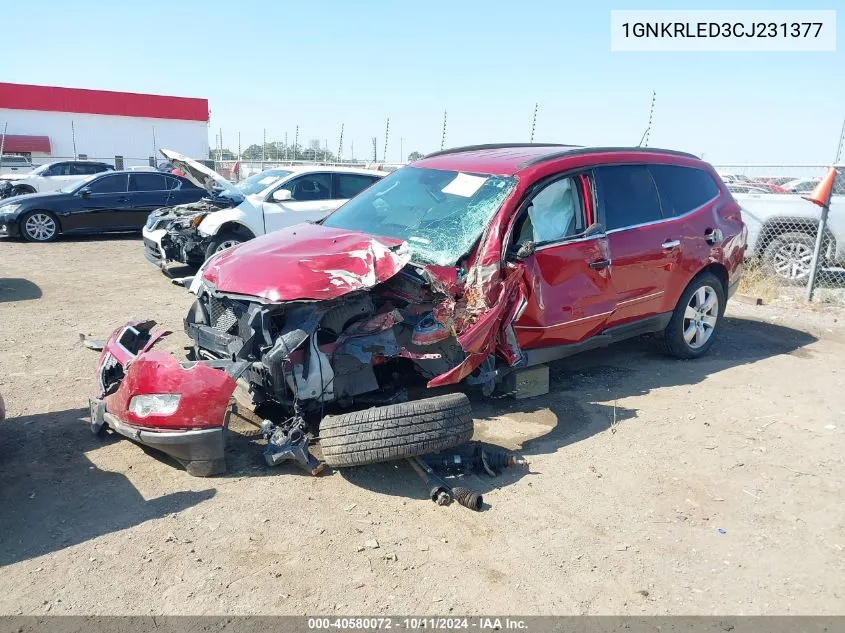 2012 Chevrolet Traverse Ltz VIN: 1GNKRLED3CJ231377 Lot: 40580072