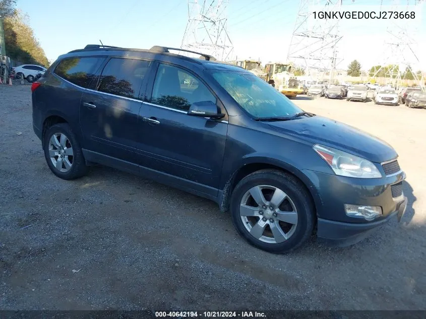 2012 Chevrolet Traverse Lt VIN: 1GNKVGED0CJ273668 Lot: 40642194