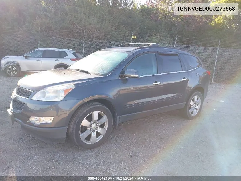 2012 Chevrolet Traverse Lt VIN: 1GNKVGED0CJ273668 Lot: 40642194