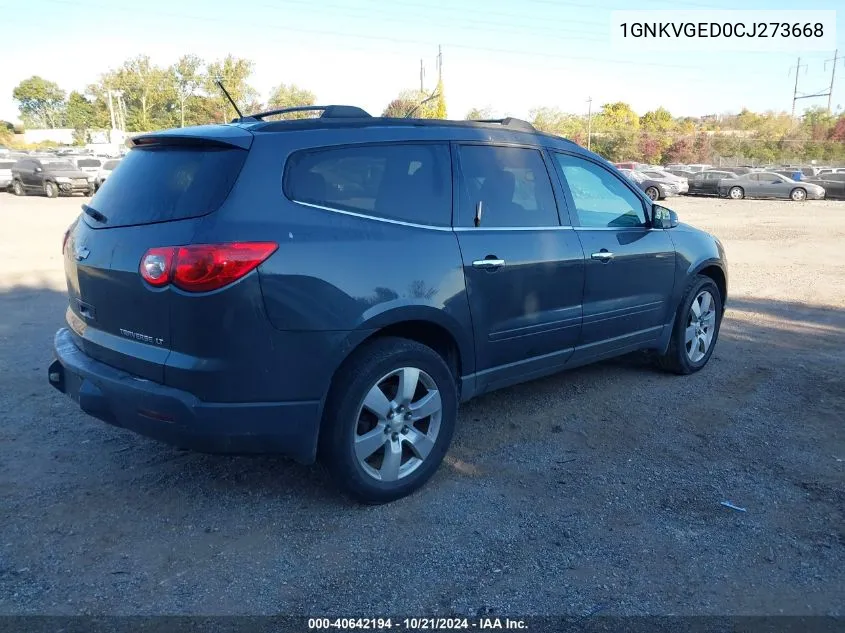 2012 Chevrolet Traverse Lt VIN: 1GNKVGED0CJ273668 Lot: 40642194