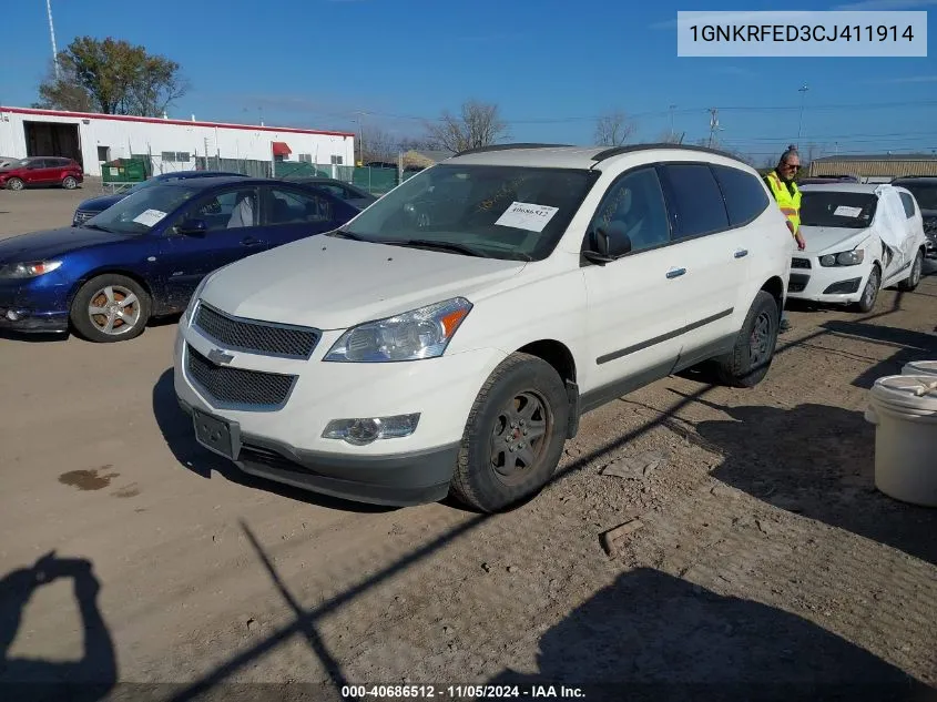 2012 Chevrolet Traverse Ls VIN: 1GNKRFED3CJ411914 Lot: 40686512