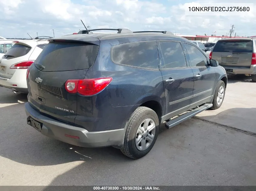 2012 Chevrolet Traverse Ls VIN: 1GNKRFED2CJ275680 Lot: 40730300