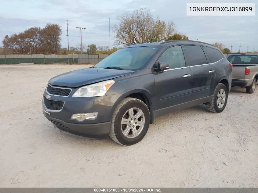 2012 Chevrolet Traverse 1Lt VIN: 1GNKRGEDXCJ316899 Lot: 40751053