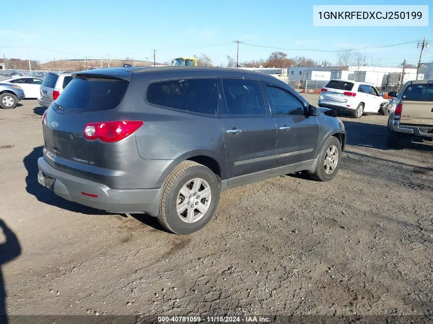 2012 Chevrolet Traverse Ls VIN: 1GNKRFEDXCJ250199 Lot: 40781059