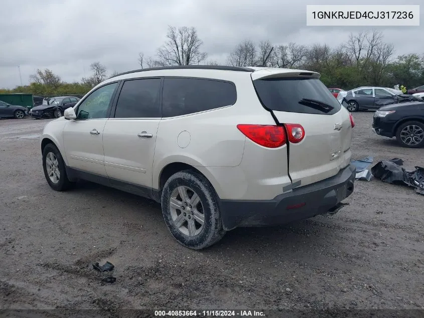 2012 Chevrolet Traverse 2Lt VIN: 1GNKRJED4CJ317236 Lot: 40853664