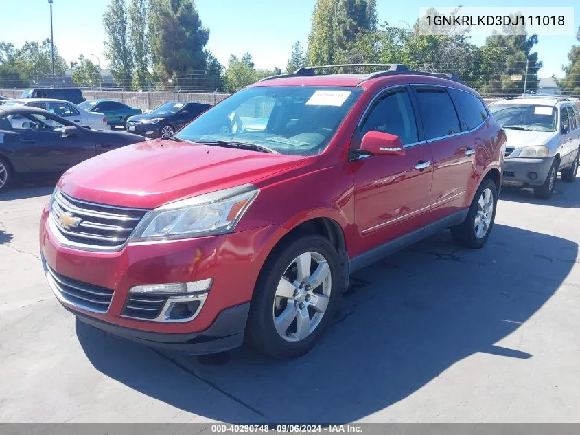 2013 Chevrolet Traverse Ltz VIN: 1GNKRLKD3DJ111018 Lot: 40290748