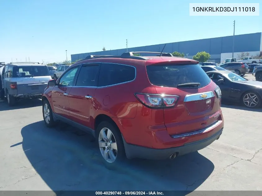 2013 Chevrolet Traverse Ltz VIN: 1GNKRLKD3DJ111018 Lot: 40290748