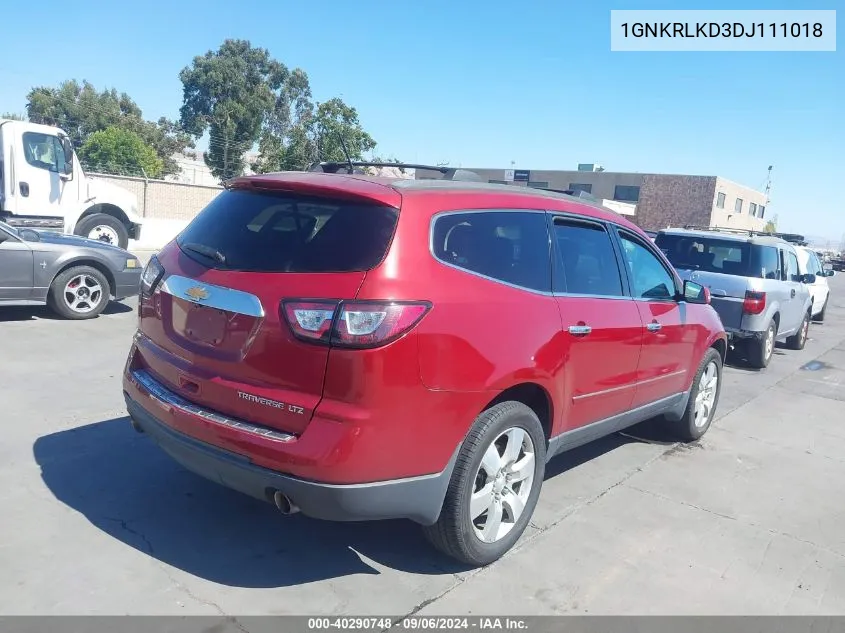 2013 Chevrolet Traverse Ltz VIN: 1GNKRLKD3DJ111018 Lot: 40290748