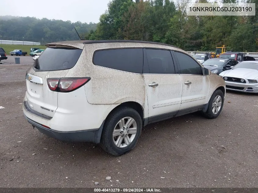 2013 Chevrolet Traverse Lt VIN: 1GNKRGKD5DJ203190 Lot: 40413279