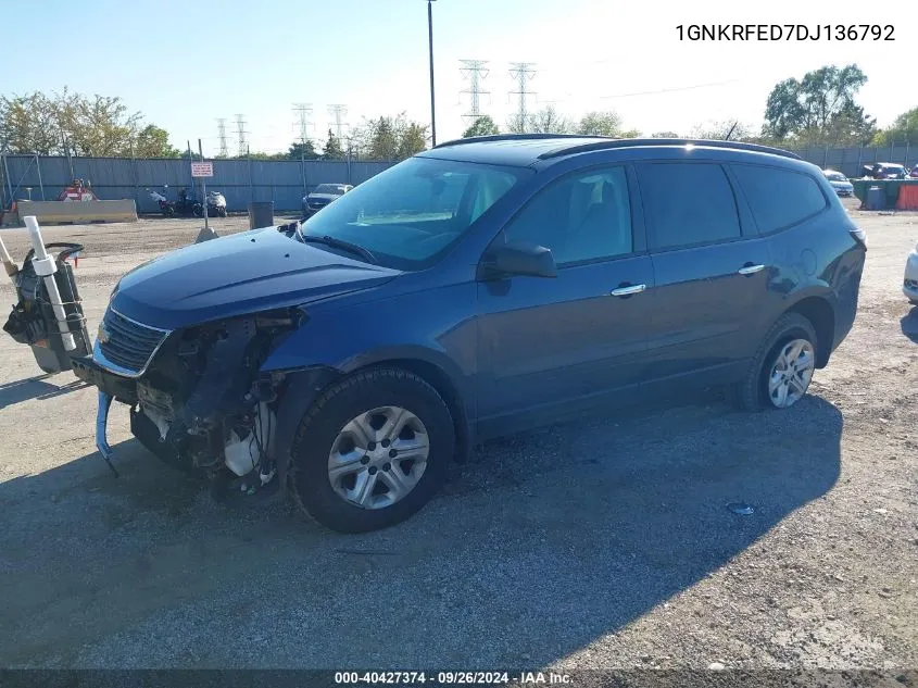 1GNKRFED7DJ136792 2013 Chevrolet Traverse Ls