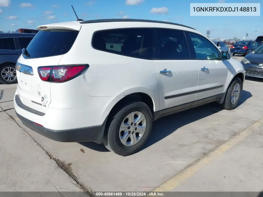 2013 Chevrolet Traverse Ls VIN: 1GNKRFKDXDJ148813 Lot: 40661469