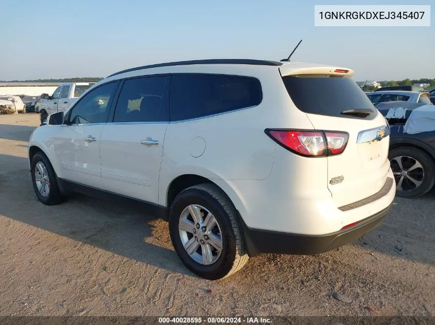 2014 Chevrolet Traverse 1Lt VIN: 1GNKRGKDXEJ345407 Lot: 40028595