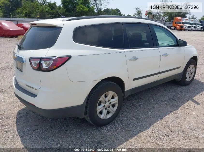 2014 Chevrolet Traverse Ls VIN: 1GNKRFKD3EJ137296 Lot: 40159240