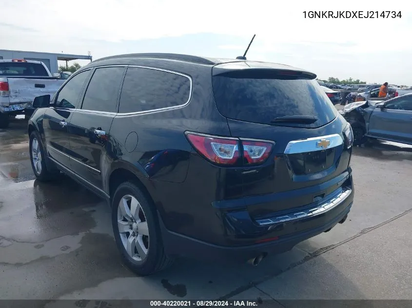 2014 Chevrolet Traverse Ltz VIN: 1GNKRJKDXEJ214734 Lot: 40220021