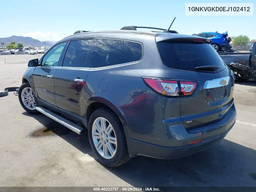 2014 Chevrolet Traverse 1Lt VIN: 1GNKVGKD0EJ102412 Lot: 40222757