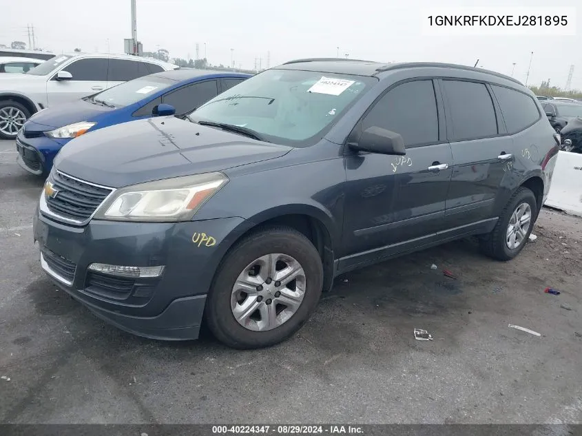 2014 Chevrolet Traverse Ls VIN: 1GNKRFKDXEJ281895 Lot: 40224347