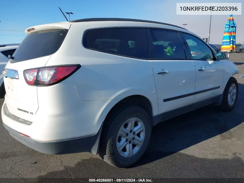 2014 Chevrolet Traverse Ls VIN: 1GNKRFED4EJ203396 Lot: 40266001