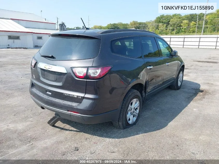 2014 Chevrolet Traverse Ls VIN: 1GNKVFKD1EJ155890 Lot: 40287978