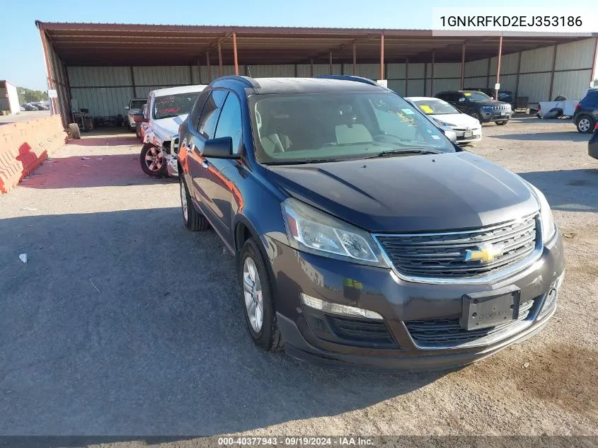 2014 Chevrolet Traverse Ls VIN: 1GNKRFKD2EJ353186 Lot: 40377943