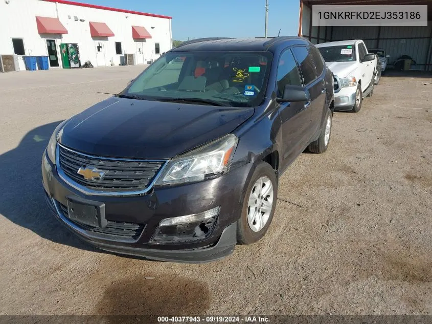 2014 Chevrolet Traverse Ls VIN: 1GNKRFKD2EJ353186 Lot: 40377943