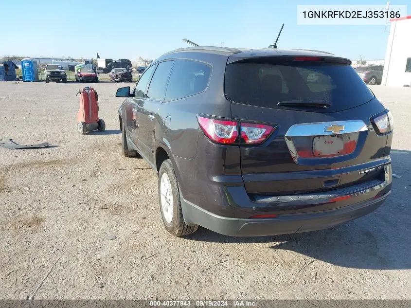 2014 Chevrolet Traverse Ls VIN: 1GNKRFKD2EJ353186 Lot: 40377943