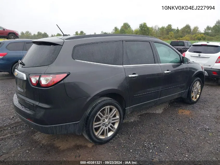 2014 Chevrolet Traverse Lt VIN: 1GNKVGKD4EJ227994 Lot: 40381321