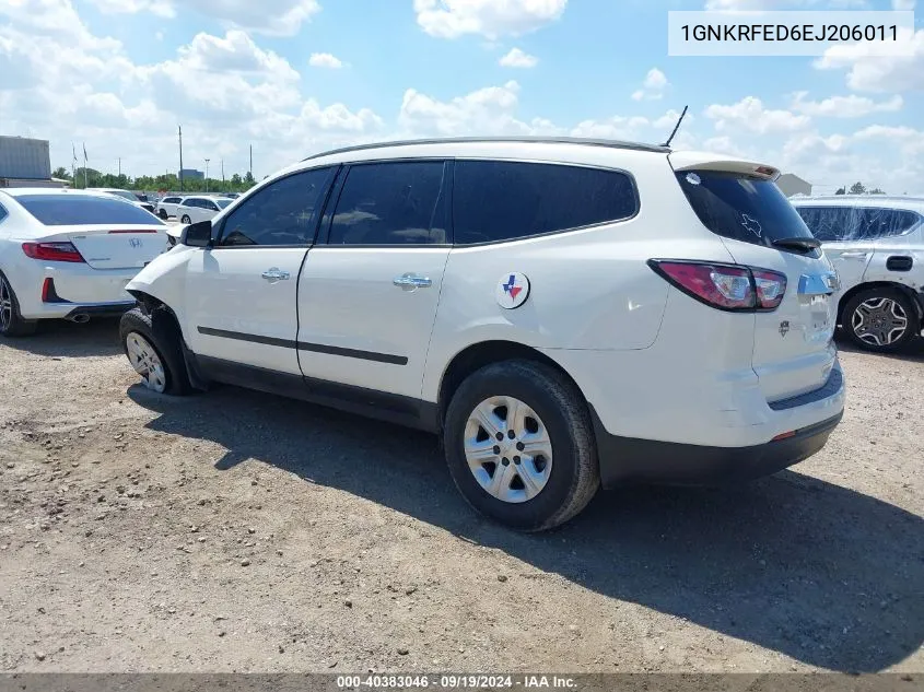 2014 Chevrolet Traverse Ls VIN: 1GNKRFED6EJ206011 Lot: 40383046