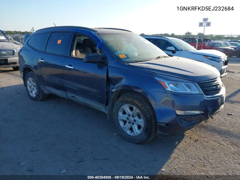 2014 Chevrolet Traverse Ls VIN: 1GNKRFKD5EJ232684 Lot: 40384008