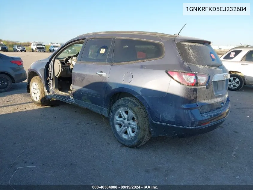 2014 Chevrolet Traverse Ls VIN: 1GNKRFKD5EJ232684 Lot: 40384008