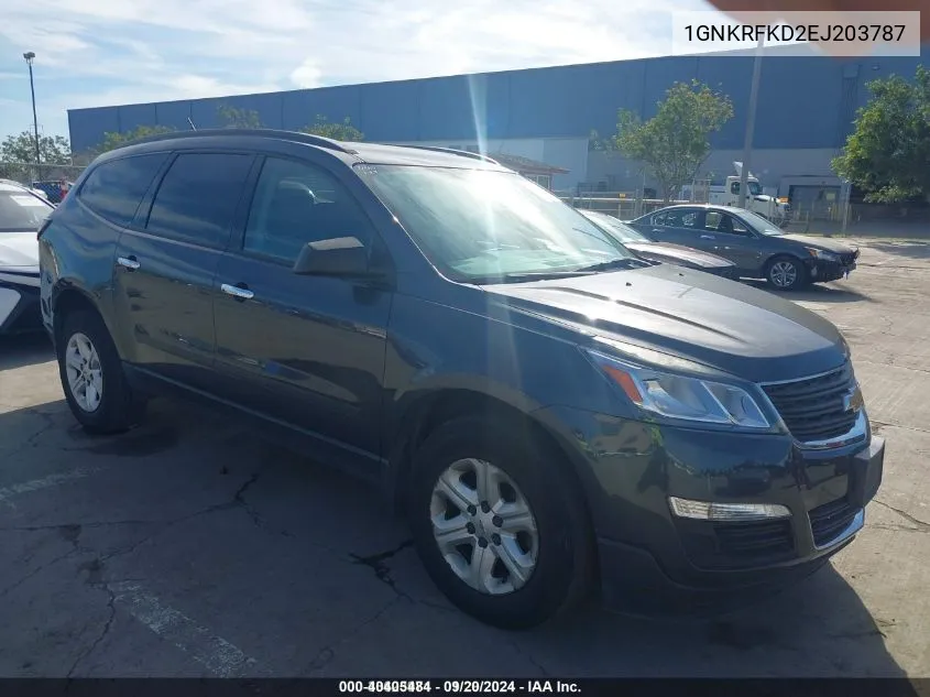 2014 Chevrolet Traverse Ls VIN: 1GNKRFKD2EJ203787 Lot: 40405484