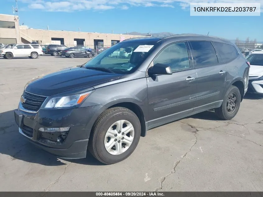 2014 Chevrolet Traverse Ls VIN: 1GNKRFKD2EJ203787 Lot: 40405484