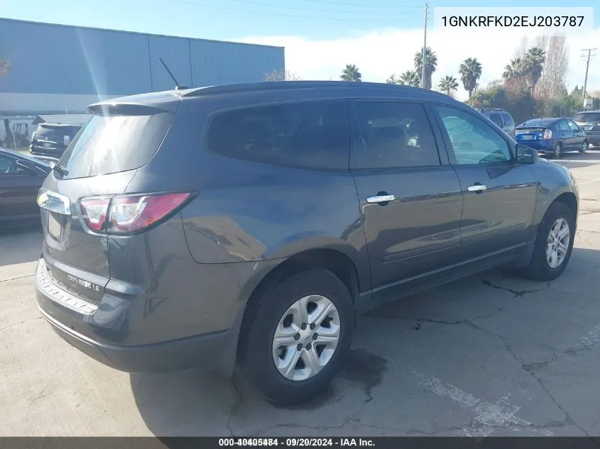 2014 Chevrolet Traverse Ls VIN: 1GNKRFKD2EJ203787 Lot: 40405484