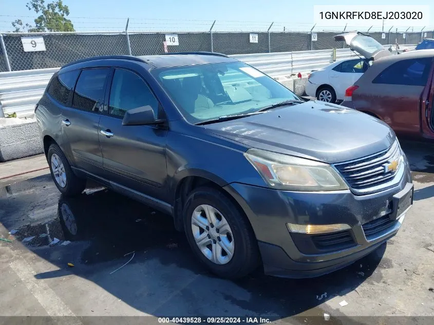 2014 Chevrolet Traverse Ls VIN: 1GNKRFKD8EJ203020 Lot: 40439528