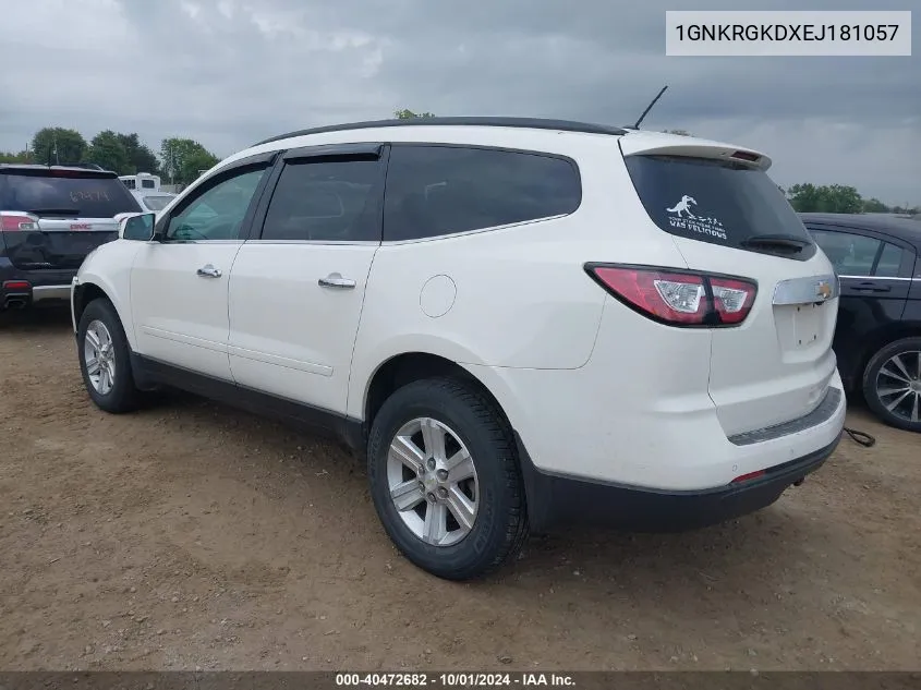 2014 Chevrolet Traverse Lt VIN: 1GNKRGKDXEJ181057 Lot: 40472682