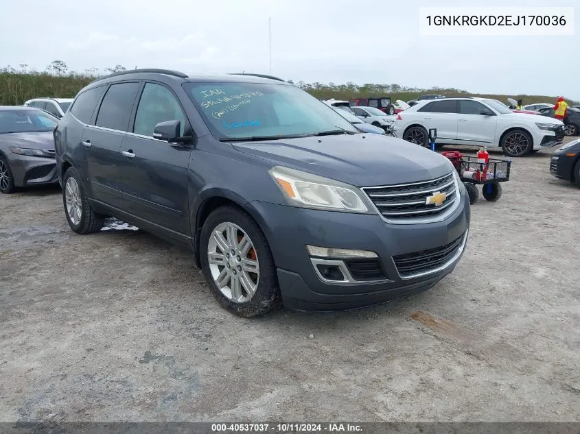 2014 Chevrolet Traverse 1Lt VIN: 1GNKRGKD2EJ170036 Lot: 40537037