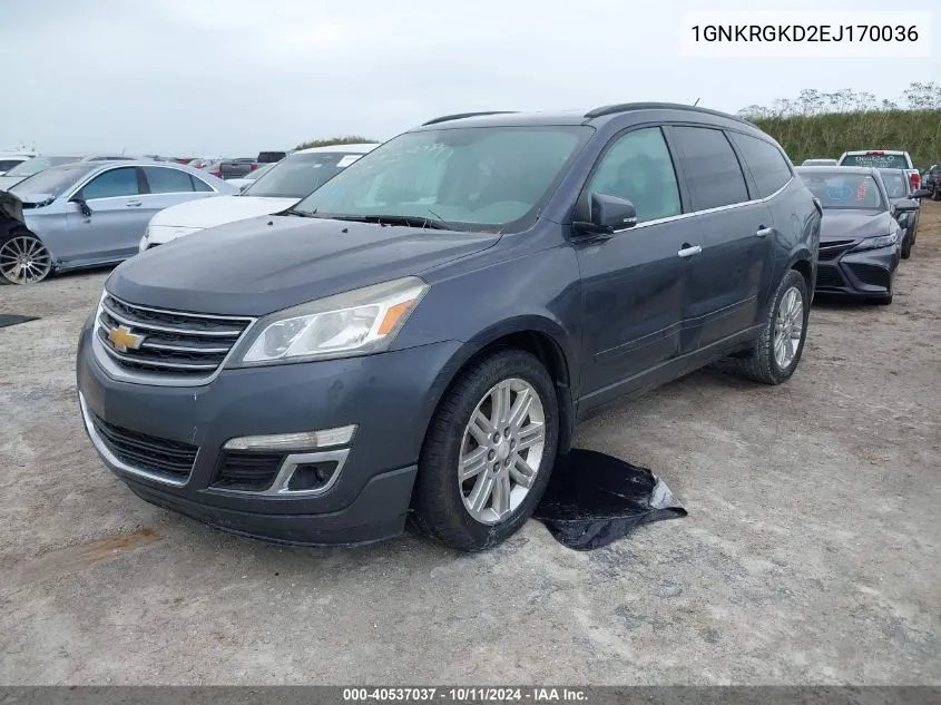 2014 Chevrolet Traverse 1Lt VIN: 1GNKRGKD2EJ170036 Lot: 40537037