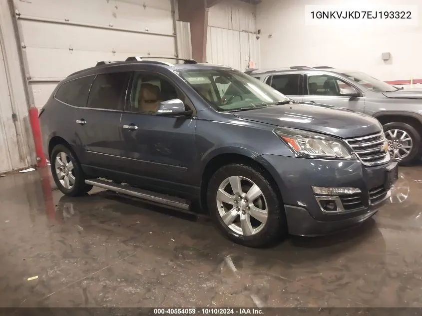 2014 Chevrolet Traverse Ltz VIN: 1GNKVJKD7EJ193322 Lot: 40554059