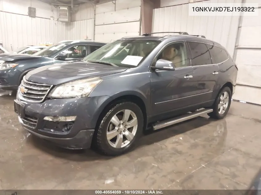 2014 Chevrolet Traverse Ltz VIN: 1GNKVJKD7EJ193322 Lot: 40554059