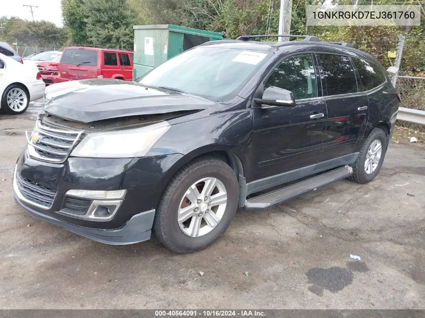 2014 Chevrolet Traverse 1Lt VIN: 1GNKRGKD7EJ361760 Lot: 40564091