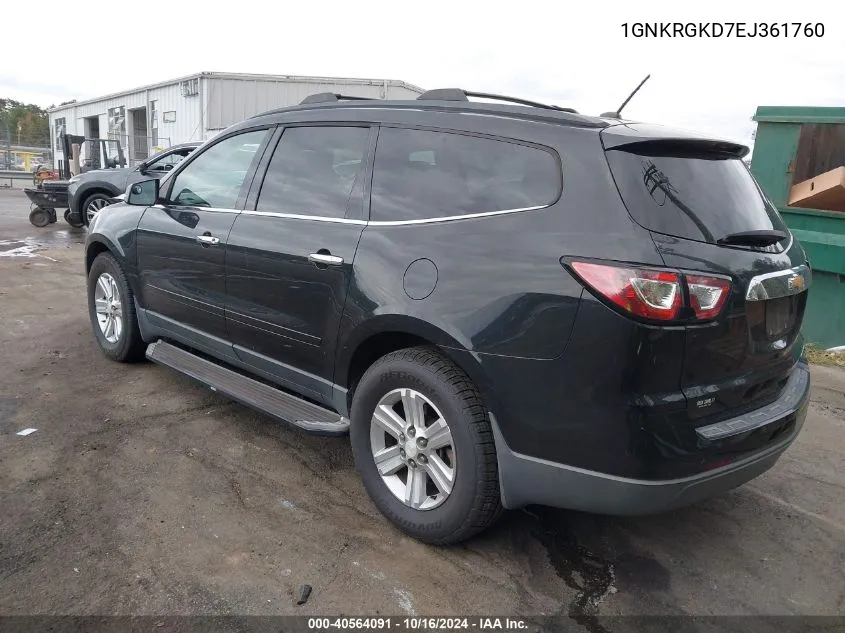 2014 Chevrolet Traverse 1Lt VIN: 1GNKRGKD7EJ361760 Lot: 40564091