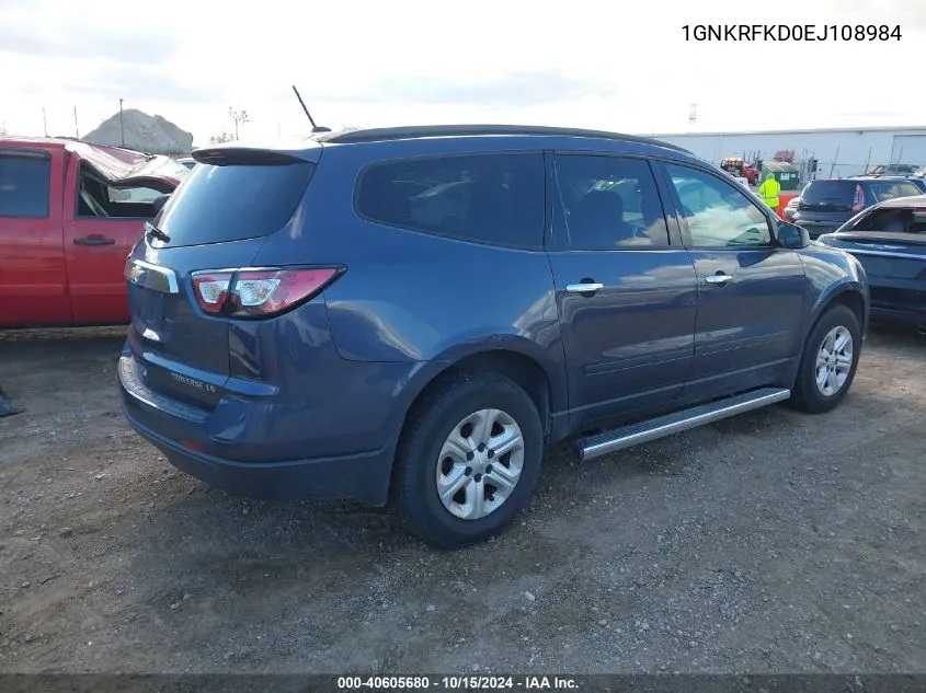 2014 Chevrolet Traverse Ls VIN: 1GNKRFKD0EJ108984 Lot: 40605680