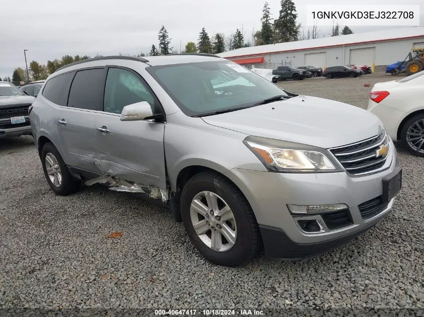 2014 Chevrolet Traverse 1Lt VIN: 1GNKVGKD3EJ322708 Lot: 40647417