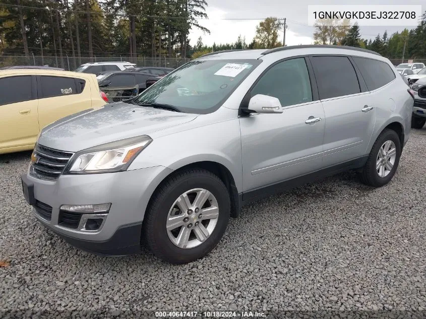 2014 Chevrolet Traverse 1Lt VIN: 1GNKVGKD3EJ322708 Lot: 40647417